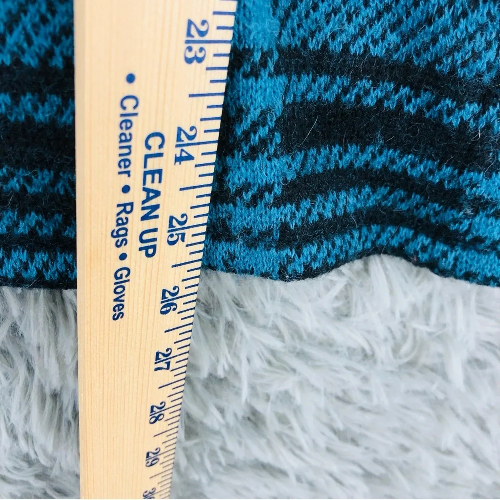 Keren Hart Peacoat Womens XL Wool Plaid Blue Black Pockets Pea Coat